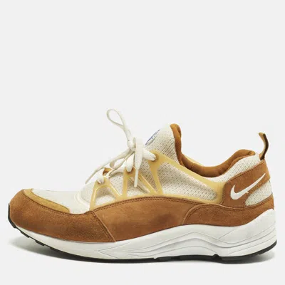 Pre-owned Nike Air Trainer 1 Size 46 Brown/white Knit Fabric And Suede Lace Up Sneakers