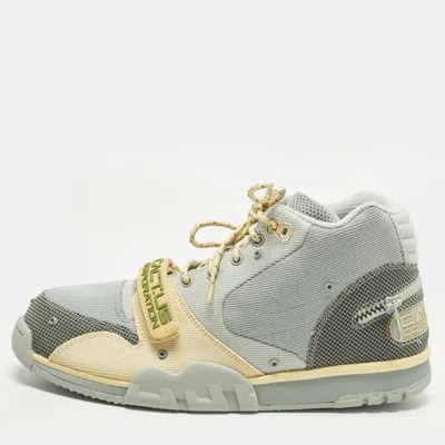 Pre-owned Nike Air Trainer 1 Sp Travis Scott Grey Haze Size 46 Multicolor Canvas High Top Sneakers