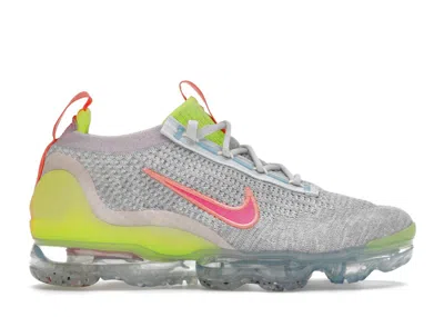 Pre-owned Nike Air Vapormax 2021 Fk (women's) Sneakers In Grey/volt/crimson
