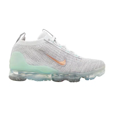 Pre-owned Nike Air Vapormax 2021 Flyknit Gs 'pure Platinum Mint Foam' | Grey | Kid's Size 7 In Gray