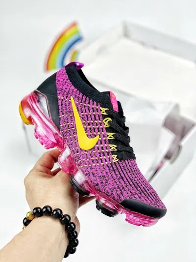 Pre-owned Nike Air Vapormax Flyknit 3 Laser Fuschia Orange Womens Aj6910-006 Size 7.5 Us In Multicolor