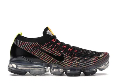 Pre-owned Nike Air Vapormax Flyknit 3 (women's) Sneakers In Black/blue Fury/sonic Yellow
