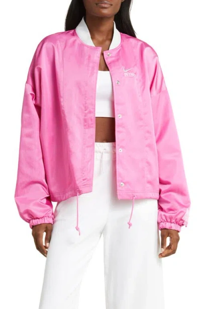 Nike Air Woven Oversize Bomber Jacket In Pink