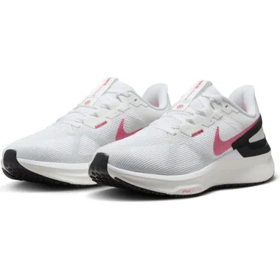 Nike Air Zoom Structure 25 Road Running Shoe In White/pink/platinum