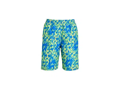 Nike Airbursh All Over Print 7 Brief Lined Volley (big Kid) Boy's Swimwear Blue Crystal : S (8-9 Big Kid) In Multi