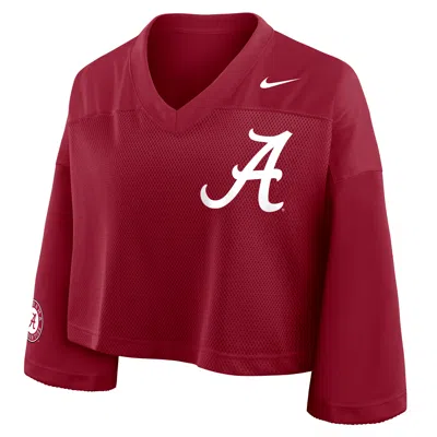 Nike Alabama Jersey  Women's Dri-fit College Cropped Top In Red