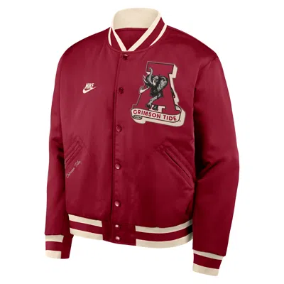 Nike Alabama Legacy  Men's College Full-snap Bomber Jacket In Burgundy