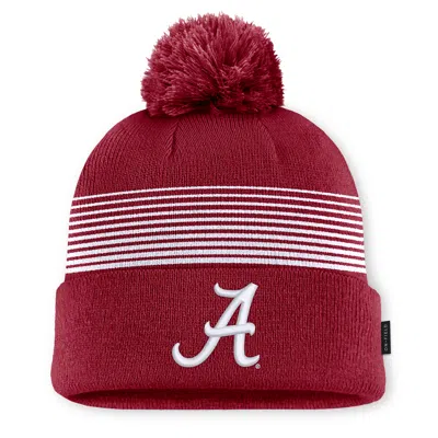 Nike Alabama Sideline Peak  Unisex College Cuffed Pom Beanie In Red