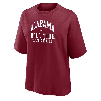 Nike Alabama  Women's College Boxy T-shirt In Red