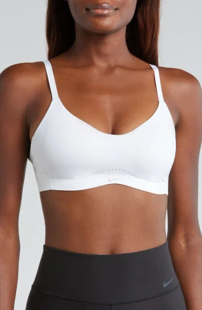 Nike Alate Minimalist Dri-fit Padded Sports Bra In White/cool Grey