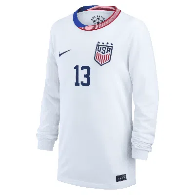 Nike Alex Morgan Uswnt 2024 Stadium Home Big Kids'  Dri-fit Long-sleeve Soccer Jersey In White
