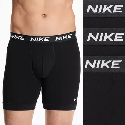 Nike All Day Cotton Stretch Mens 3 Pack Boxer Briefs Ke1310-001 In Black