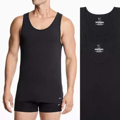 Nike All Day Cotton Stretch Mens U Neck Sleeveless 2 Pack Tank In Black