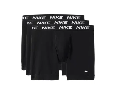 Nike All Day Cotton Stretch With Fly Boxer Brief 3-pack In Black