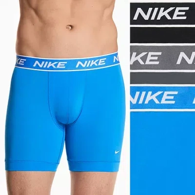 Nike All Day Microfiber Stretch Mens 3 Pack Boxer Briefs Ke1306-001 In Blue