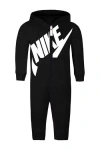 Nike Babies'  All Day Play Hooded Romper In Black