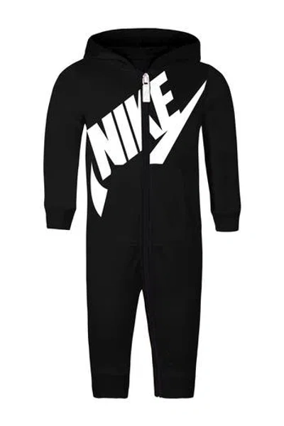Nike Babies'  All Day Play Hooded Romper In Black