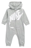 Nike Babies'  All Day Play Hooded Romper In Gray