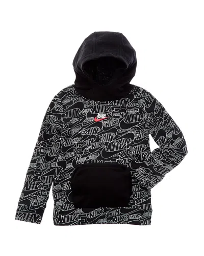 Nike All Over Logo Hoodie In Black