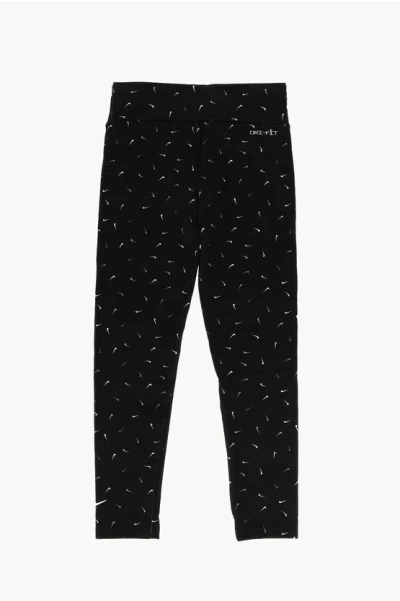 Nike All-over Logo Printed Dri-fit Leggings In Black