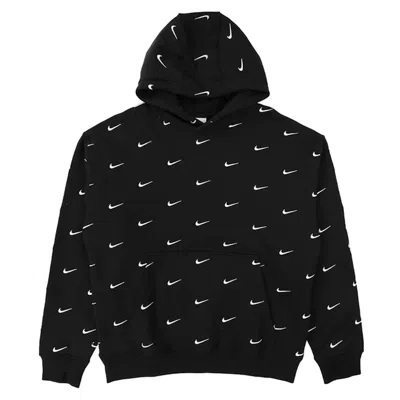 Pre-owned Nike All Over Swoosh Logo Hoodie In Black