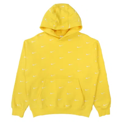 Pre-owned Nike All Over Swoosh Logo Hoodie In Yellow