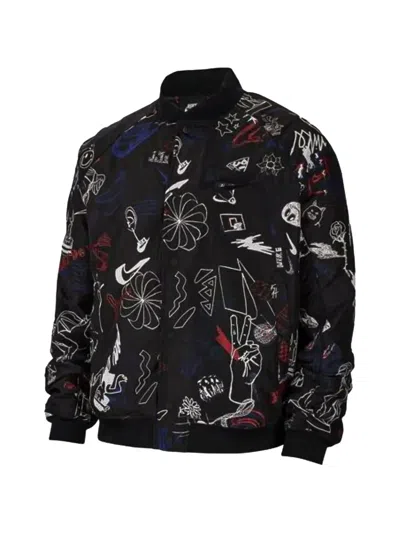 Nike All-over Print Bomber Jacket In Black
