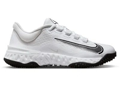 Pre-owned Nike Alpha Huarache Elite 4 Turf Pure Platinum (women's) Sneakers In White/hyper Royal/deep Royal In Multi