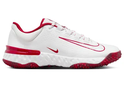 Pre-owned Nike Alpha Huarache Elite 4 Turf Pure Platinum (women's) Sneakers In White/university Red/team Red In Multi
