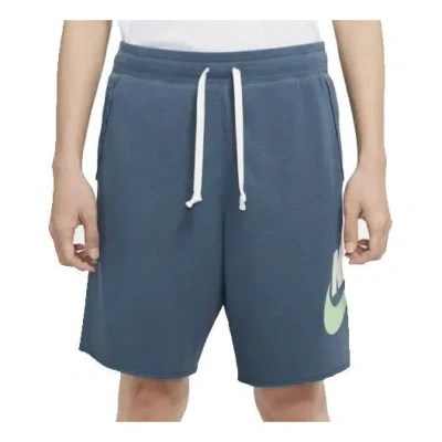 Nike Alphabet Logo Printing Drawstring Sports Shorts Blue