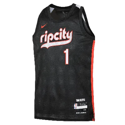 Nike Anfernee Simons Portland Trail Blazers 2024/25 City Edition Big Kids'  Dri-fit Nba Swingman Jersey In Black