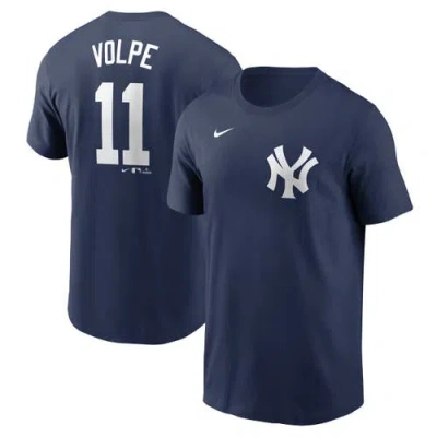 Nike Anthony Volpe Navy New York Yankees Fuse Name & Number T-shirt In Blue