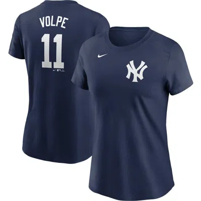 Nike Anthony Volpe Navy New York Yankees Fuse Name & Number T-shirt In Blue