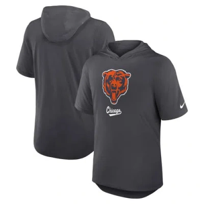 Nike Anthracite Chicago Bears Tri-blend Performance Hoodie T-shirt In Gray