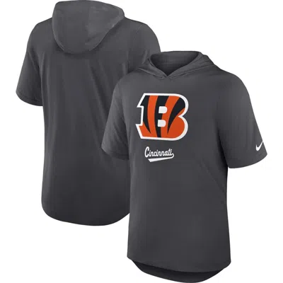 Nike Anthracite Cincinnati Bengals Tri-blend Performance Hoodie T-shirt In Grey