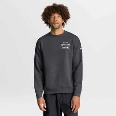Nike Anthracite Seattle Seahawks Primetime Club Fleece Pullover Sweatshirt In Blue