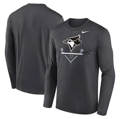 Nike Anthracite Toronto Blue Jays Icon Legend Performance Long Sleeve T-shirt In Gray