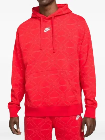 Nike Aop Gel "red/white" Fleece Hoodie In 红色