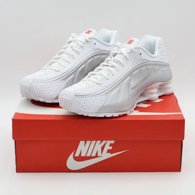 Pre-owned Nike Ar3565-101  Shox R4 White Metallic Silver Max Orange (women's)
