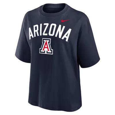 Nike Arizona Arch Over Logo Boxy  Women's College T-shirt In Blue