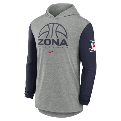 Nike Arizona Basketball  Men's Dri-fit College Long-sleeve Hooded T-shirt In Gray