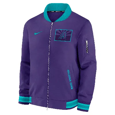 Nike Arizona Diamondbacks Authentic Collection City Connect  Men's Mlb Full-zip Bomber Jacket In Purple