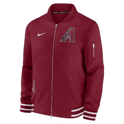 Nike Arizona Diamondbacks Authentic Collection  Men's Mlb Full-zip Bomber Jacket In Red