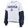 Nike Women's White Arizona Wildcats Color-block Oversized Cropped Pullover Sweatshirt In White
