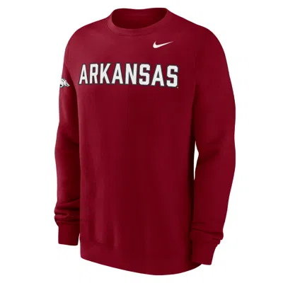 Nike Arkansas Club Fleece  Men's College Crew-neck Sweatshirt In Red