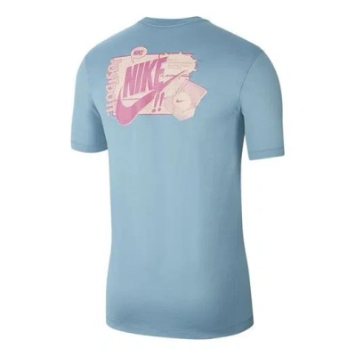 Nike As Men's  Sportswear Tee Shoe Box Printing Male Blue