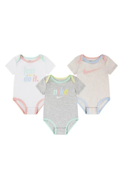 Nike Babies' Assorted 3-pack Bodysuit In Grey Heather