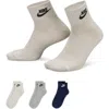 Nike Assorted 3-pack Dri-fit Essential Ankle Socks In Multi-color