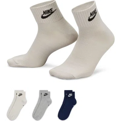 Nike Assorted 3-pack Dri-fit Essential Ankle Socks In Multi-color