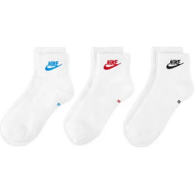 Nike Assorted 3-pack Dri-fit Essential Ankle Socks In White